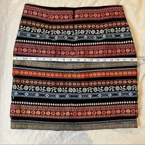 NICOLE MILLER Artelier Silk Beaded Boho Print Mini Skirt size 4 - Picture 9 of 11
